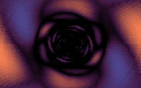 Un tunnel tout simple mais avec une texture et une palette de couleur bien choisies. Dragon par Core Image (MS-DOS, 1994) https://demozoo.org/productions/7185/