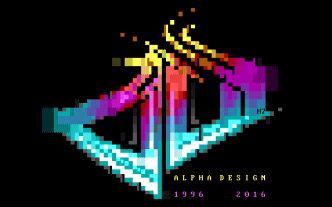 Un superbe logo en mode texte (ASCII) par H7. Blockhead par Alpha Design (MS-DOS, 2016) https://demozoo.org/productions/161424/