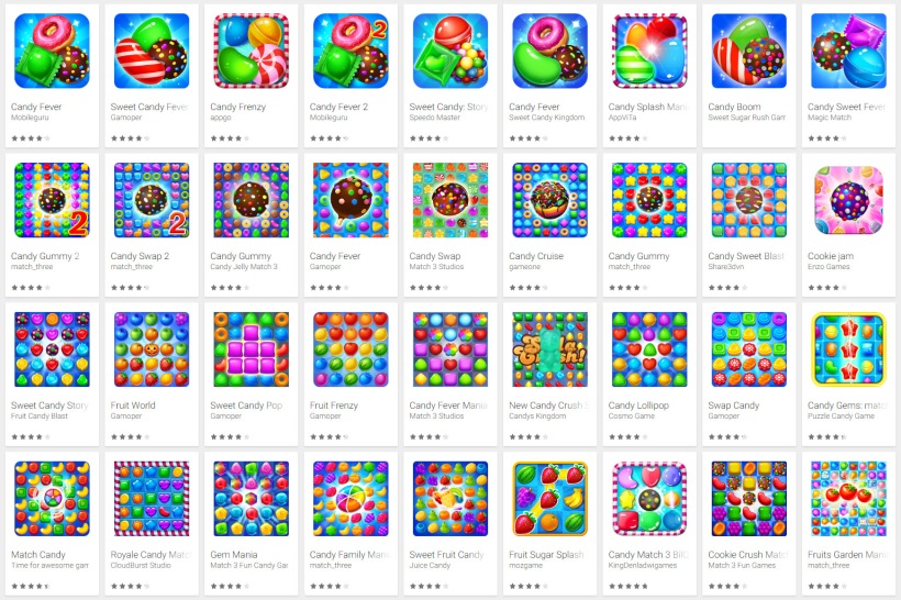 Candy themed match-3 mobile games